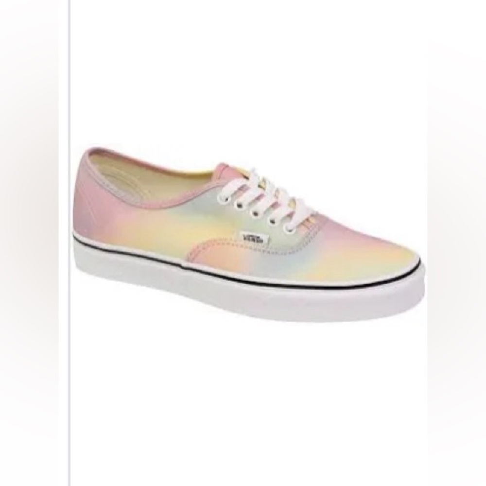 Vans lace up originals Girls size 2 pink yellow multi color canvas